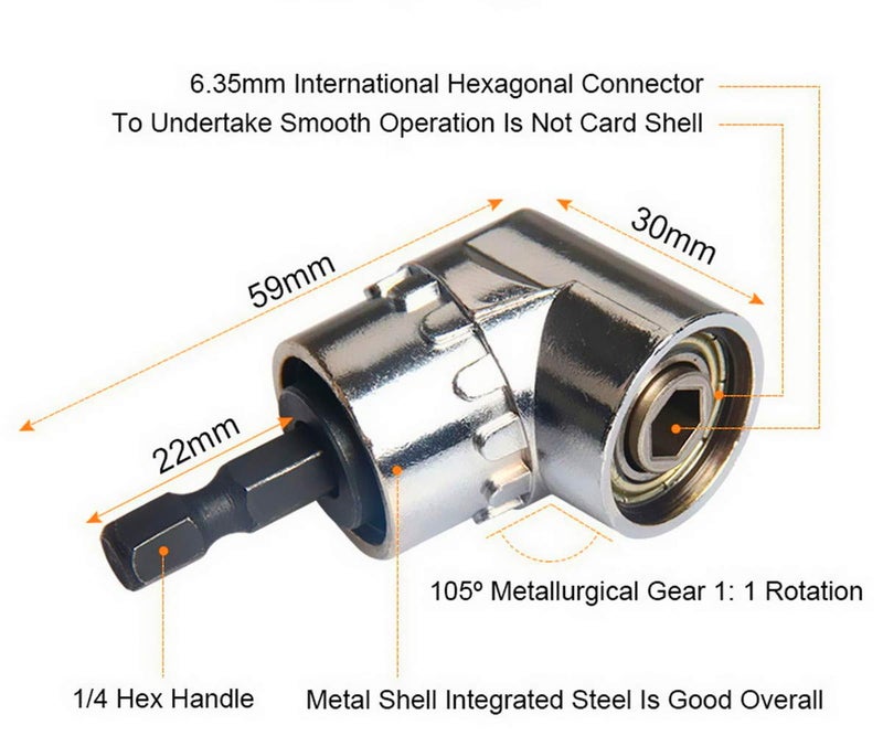 CIGOTU Impact Grade Power Hand Tools Driver Sockets Adapter Extension Set, 3Pcs 1/4 3/8 1/2" Hex Shank Drill Nut Driver Bit Set + 105 Degree Right Angle Driver Extension Screwdriver Drill Attachment - Image 5